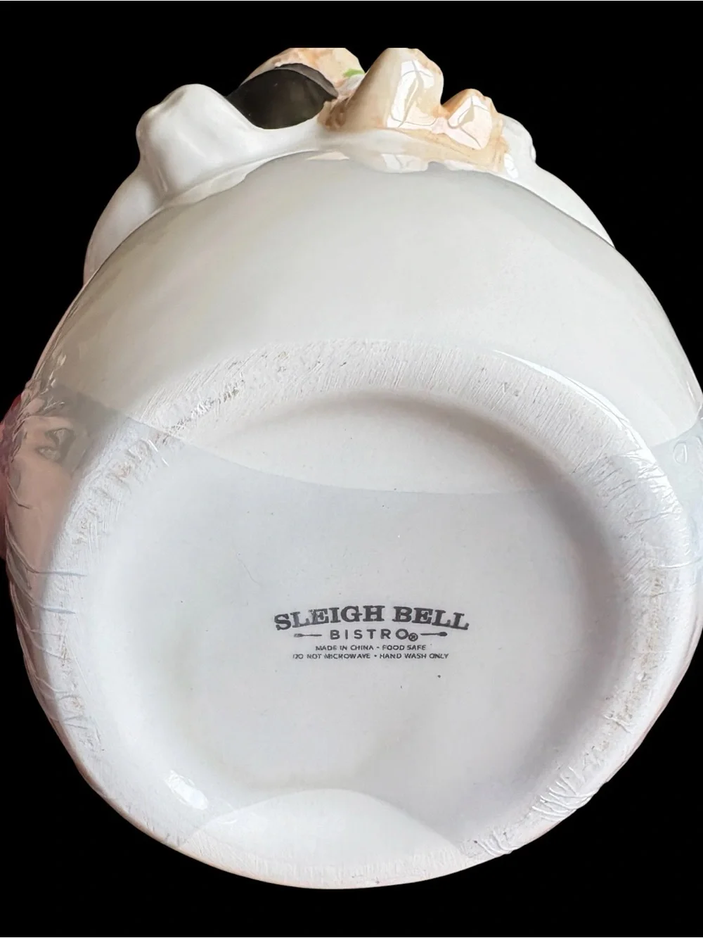 New Sleigh Bell Bistro Snowman Cookie Jar Teddy Bear Christmas Ceramic Holiday